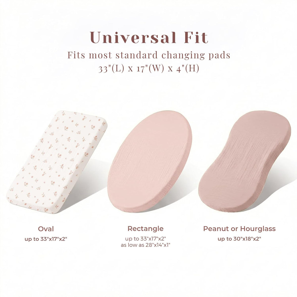 3 Pack Muslin Changing Pad Covers for Baby Boys and Girls 100% Cotton, Soft & Breathable, Easy to Put On & Off, Machine Washable, Baby Nursery Diaper Changing Table Sheet (Leaf)