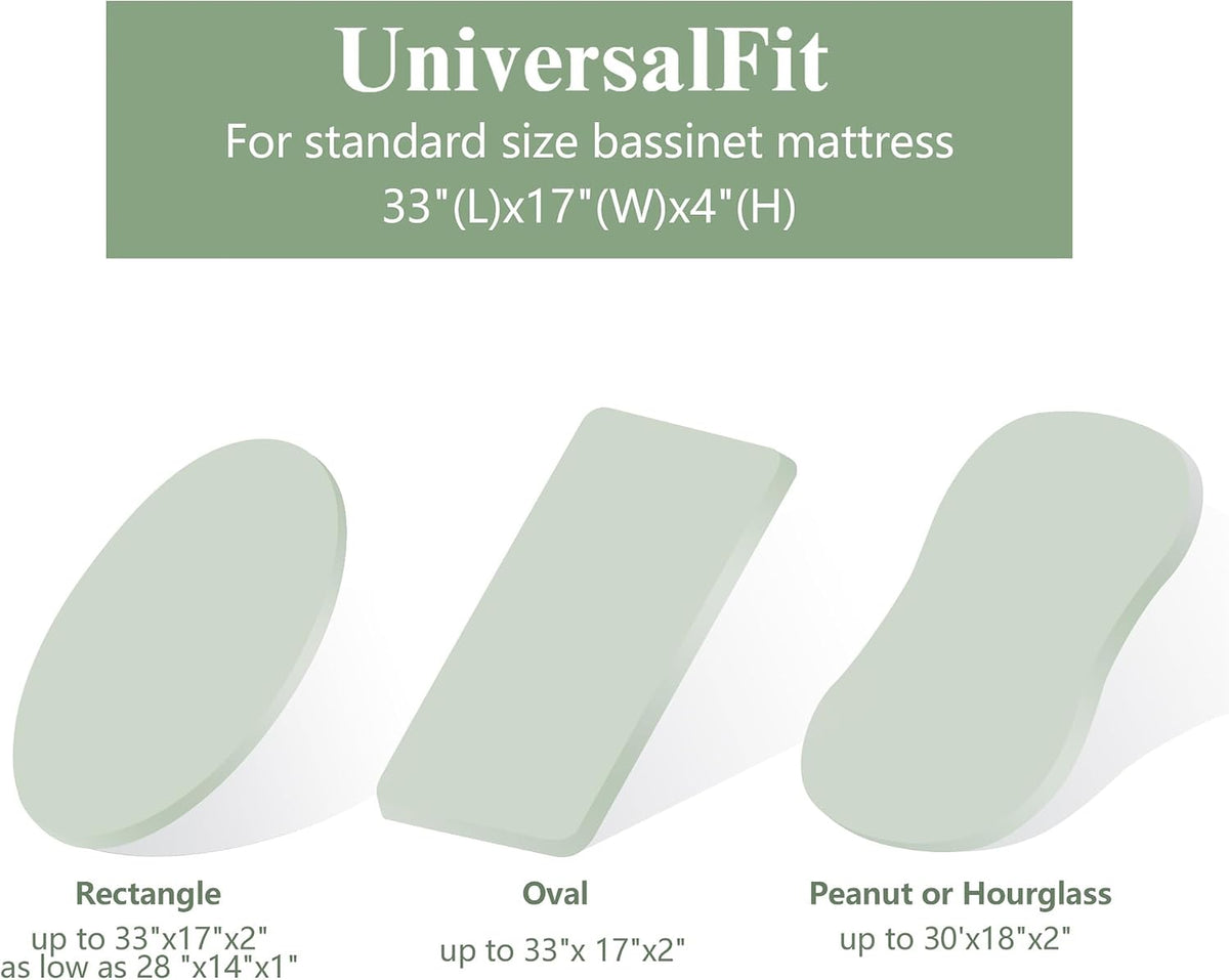 3 Pack Cotton Muslin Baby Bassinet Fitted Sheet for Bedside Sleeper Stretchy & Soft, Compatible with Baby Delight, Dream On Me, Rectangle Mattresses, for Boys & Girls 32" x 21"