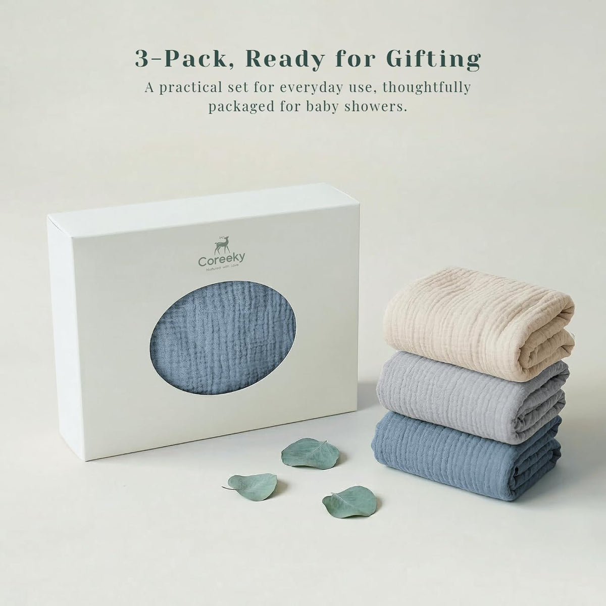 3 Pack Cotton Muslin Baby Bassinet Fitted Sheet for Bedside Sleeper Stretchy & Soft, Compatible with Baby Delight, Dream On Me, Rectangle Mattresses, for Boys & Girls 32" x 21"