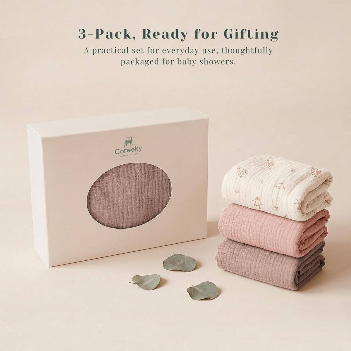3 Pack Cotton Muslin Baby Bassinet Fitted Sheet for Bedside Sleeper Stretchy & Soft, Compatible with Baby Delight, Dream On Me, Rectangle Mattresses, for Boys & Girls 32" x 21"
