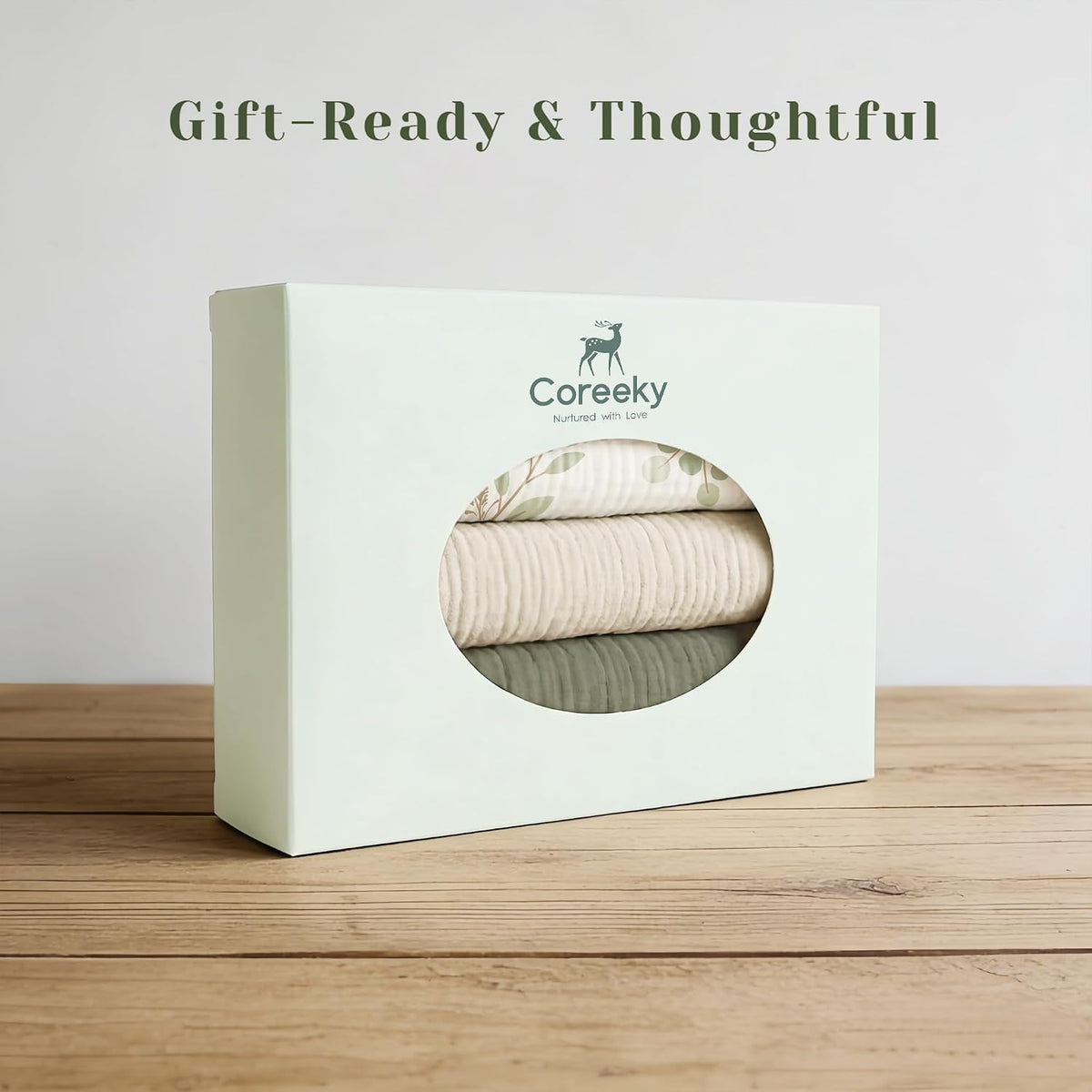 3 Pack Muslin Changing Pad Covers for Baby Boys and Girls 100% Cotton, Soft & Breathable, Easy to Put On & Off, Machine Washable, Baby Nursery Diaper Changing Table Sheet (Leaf)