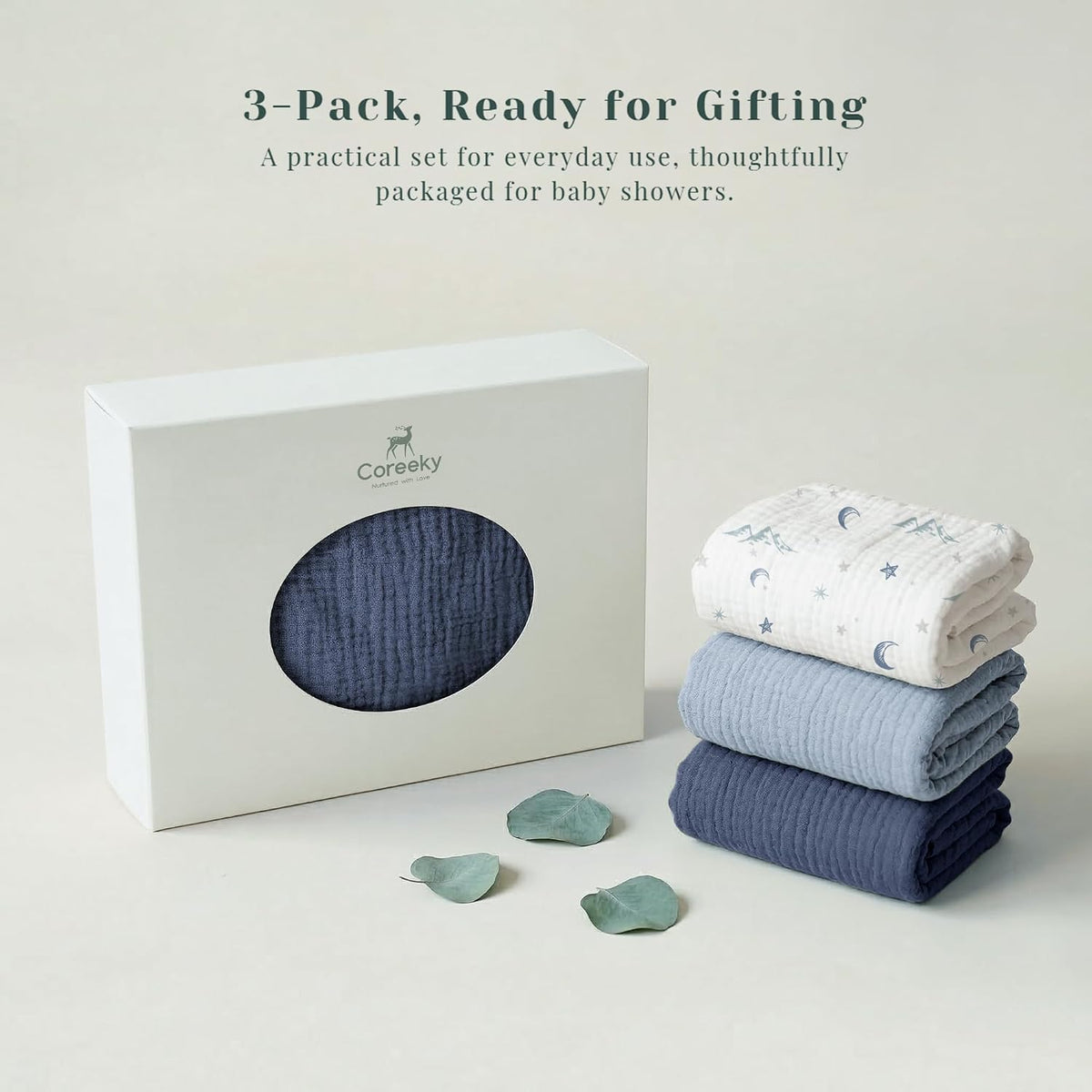3 Pack Cotton Muslin Baby Bassinet Fitted Sheet for Bedside Sleeper Stretchy & Soft, Compatible with Baby Delight, Dream On Me, Rectangle Mattresses, for Boys & Girls 32" x 21"