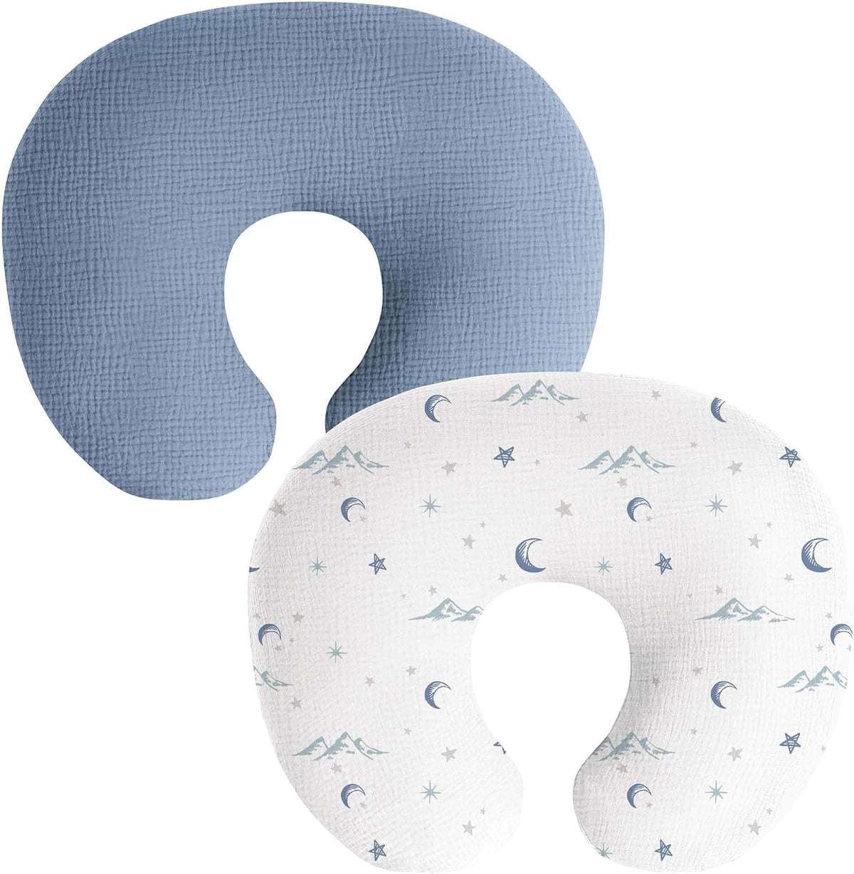Muslin Nursing Pillow Covers, 2 Pack, Soft & Adorable Slipcovers with Zipper Closure, 100% Cotton Covers for Breastfeeding Pillows (Leaf, Green)