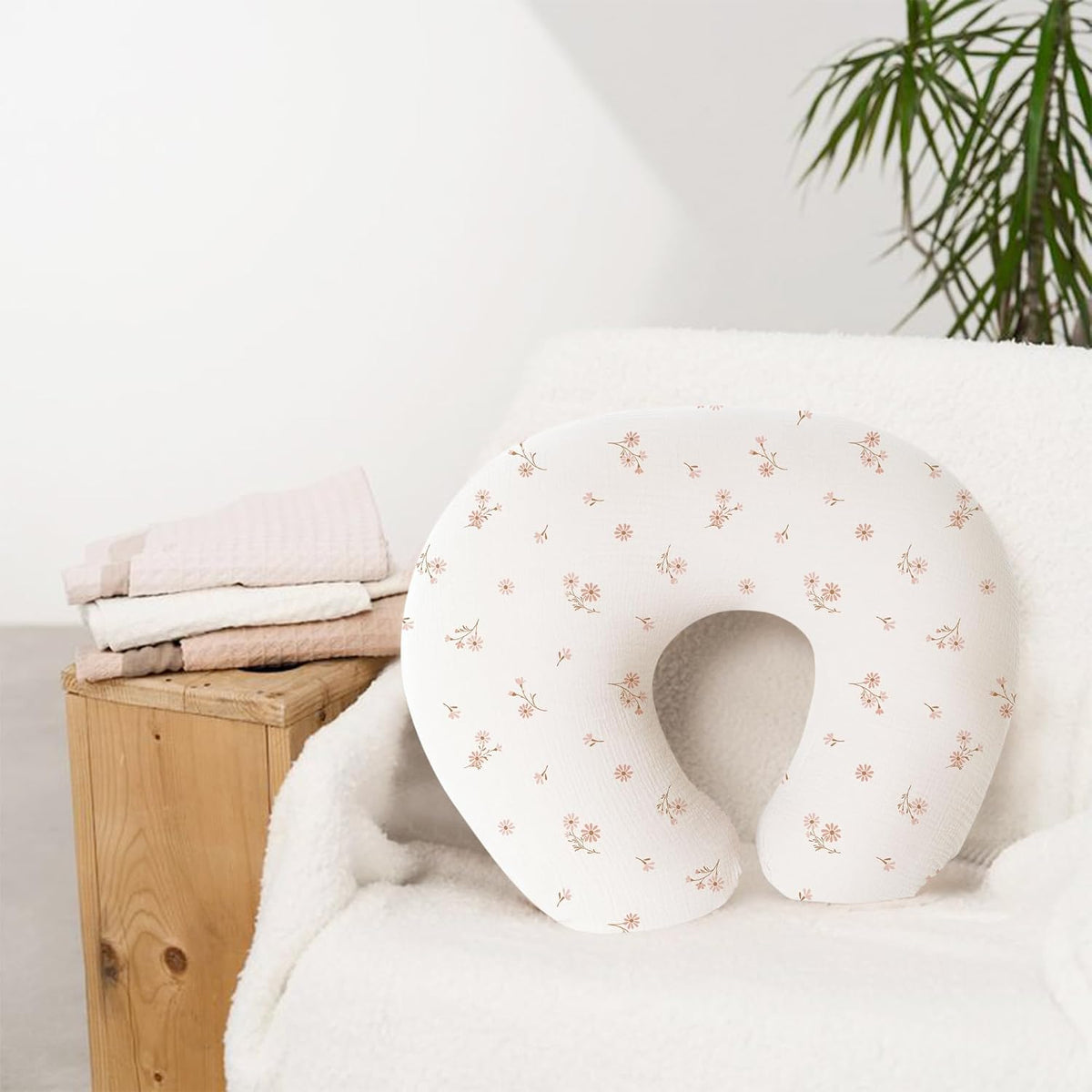 Muslin Nursing Pillow Covers, 2 Pack, Soft & Adorable Slipcovers with Zipper Closure, 100% Cotton Covers for Breastfeeding Pillows (Leaf, Green)