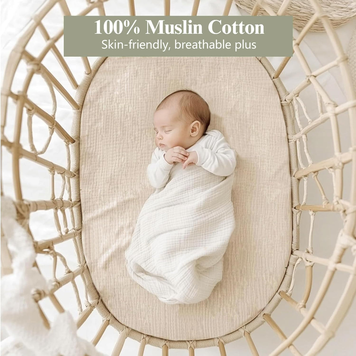 3 Pack Muslin Changing Pad Covers for Baby Boys and Girls 100% Cotton, Soft & Breathable, Easy to Put On & Off, Machine Washable, Baby Nursery Diaper Changing Table Sheet (Leaf)