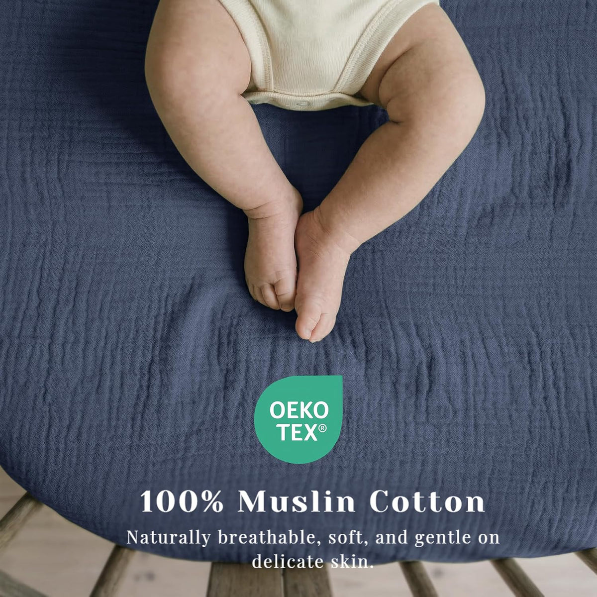 3 Pack Cotton Muslin Baby Bassinet Fitted Sheet for Bedside Sleeper Stretchy & Soft, Compatible with Baby Delight, Dream On Me, Rectangle Mattresses, for Boys & Girls 32" x 21"