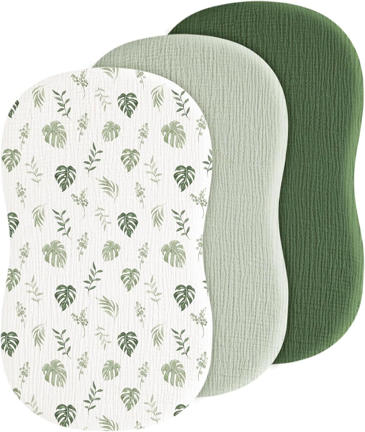 3 Pack Cotton Muslin Baby Bassinet Fitted Sheet for Bedside Sleeper Stretchy & Soft, Compatible with Baby Delight, Dream On Me, Rectangle Mattresses, for Boys & Girls 32" x 21"