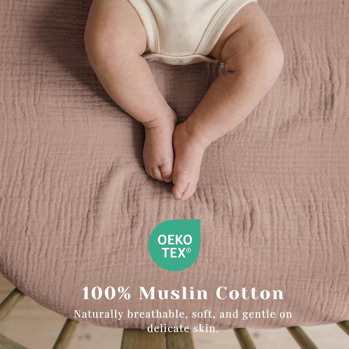 3 Pack Cotton Muslin Baby Bassinet Fitted Sheet for Bedside Sleeper Stretchy & Soft, Compatible with Baby Delight, Dream On Me, Rectangle Mattresses, for Boys & Girls 32" x 21"